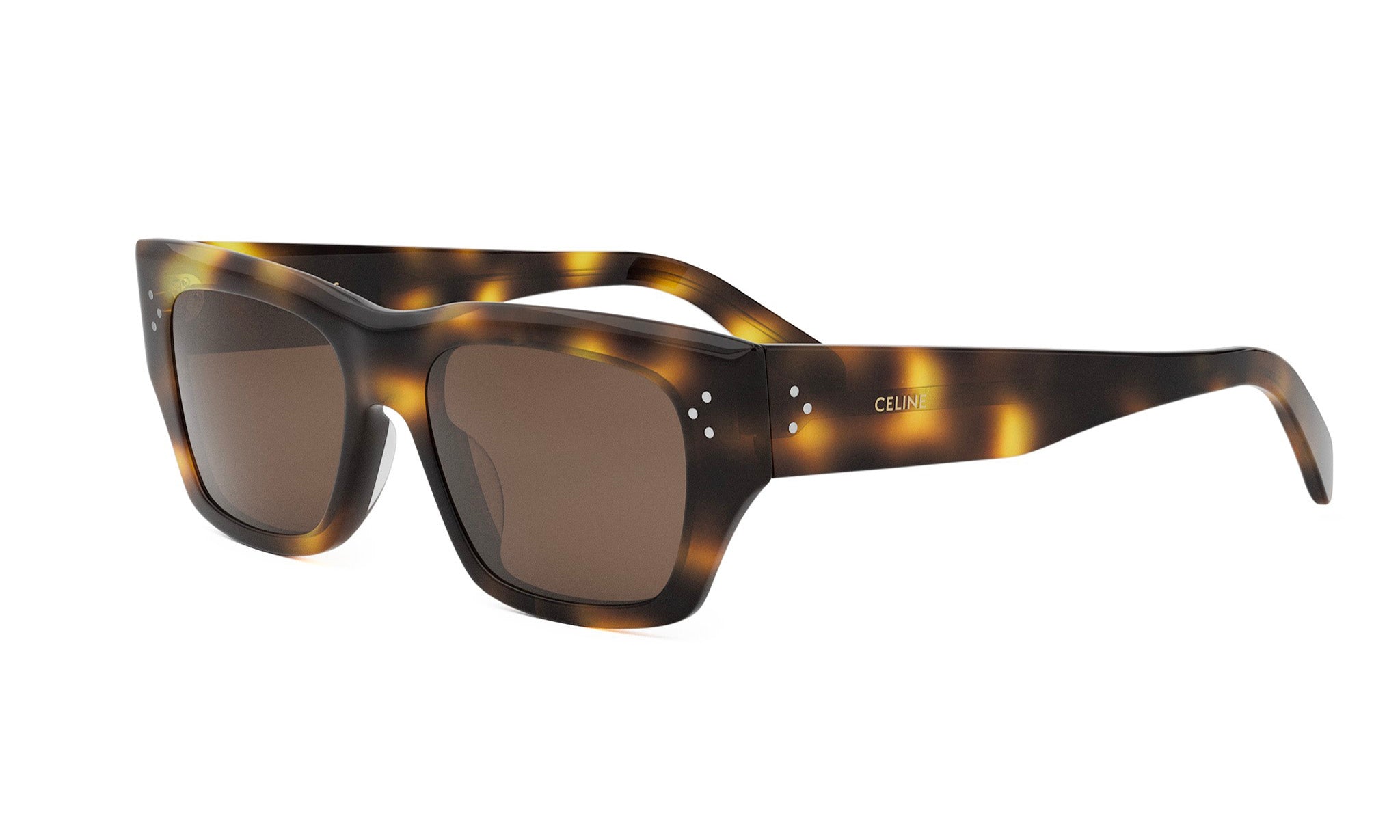 A pair of stylish sunglasses with a tortoiseshell frame and dark lenses.