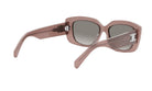 A pair of stylish sunglasses with a gradient frame and a white logo on the temple.