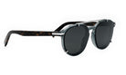 A pair of sunglasses with dark lenses and a dark frame.