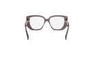 A pair of brown-framed glasses with white lenses, positioned facing forward against a white background.