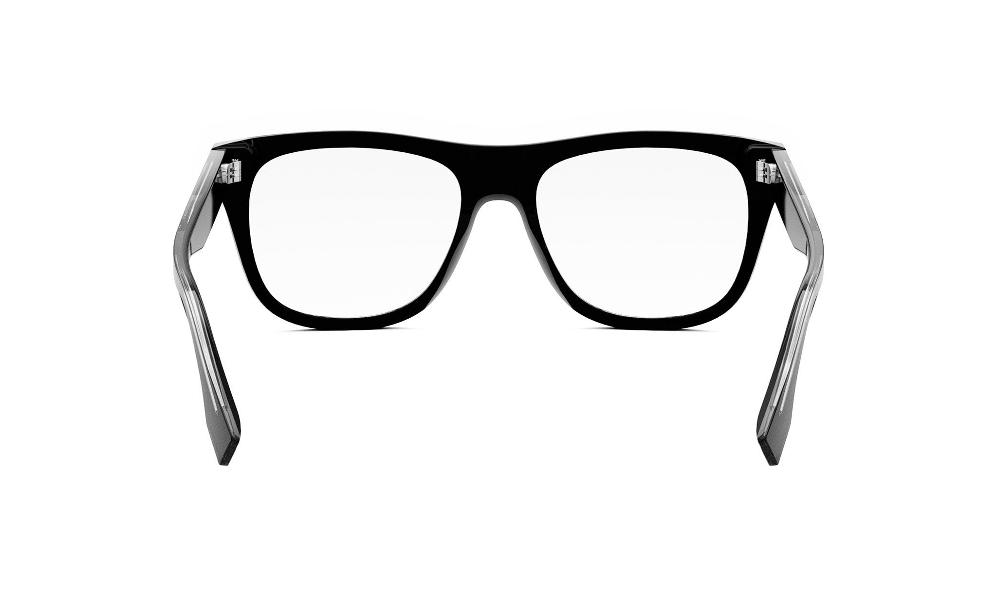 A pair of black-framed glasses with a sleek, modern design.