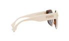 A pair of white Fendi sunglasses with brown temples.