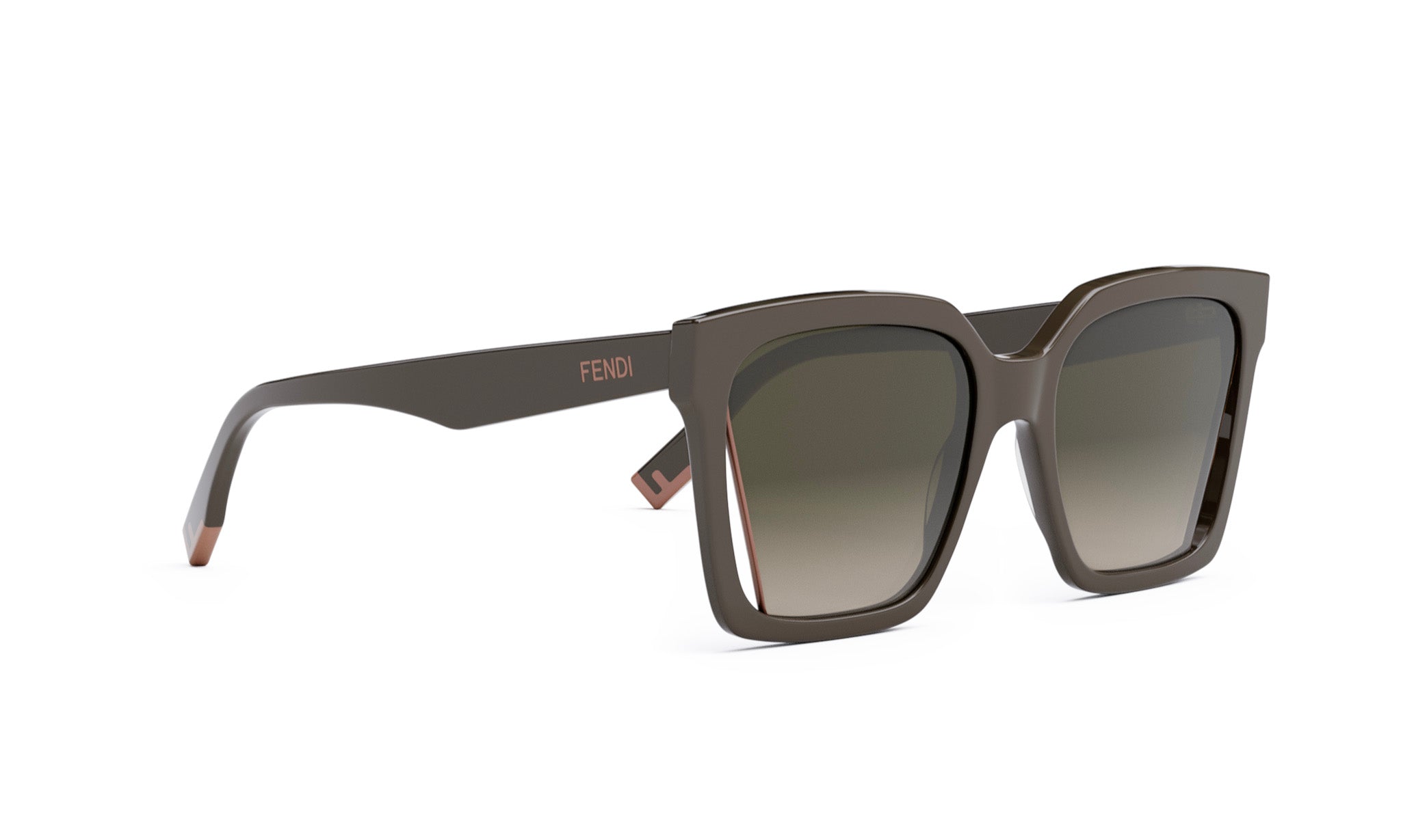 A pair of brown Fendi sunglasses with a gradient lens design.
