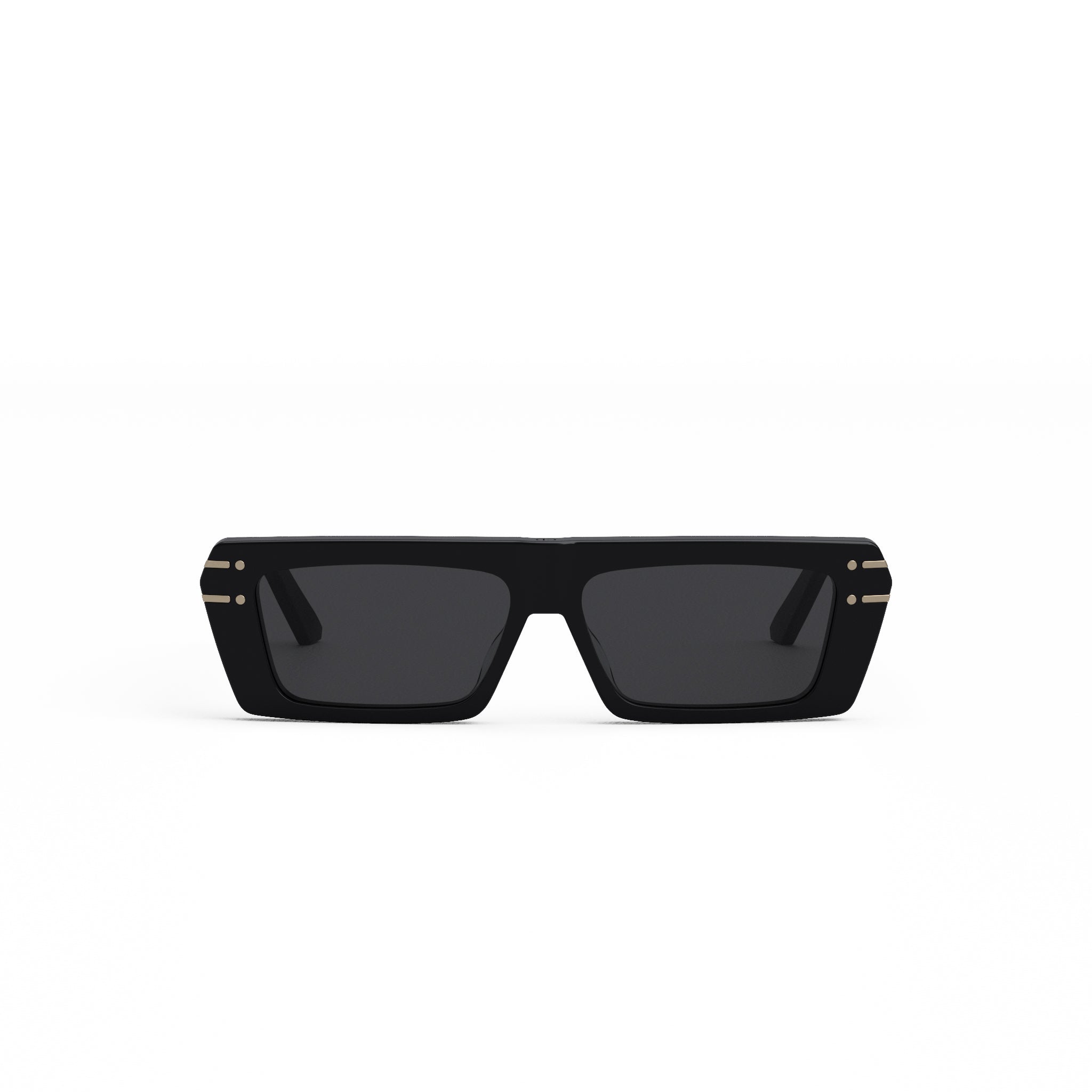 A pair of black rectangular sunglasses with dark lenses.