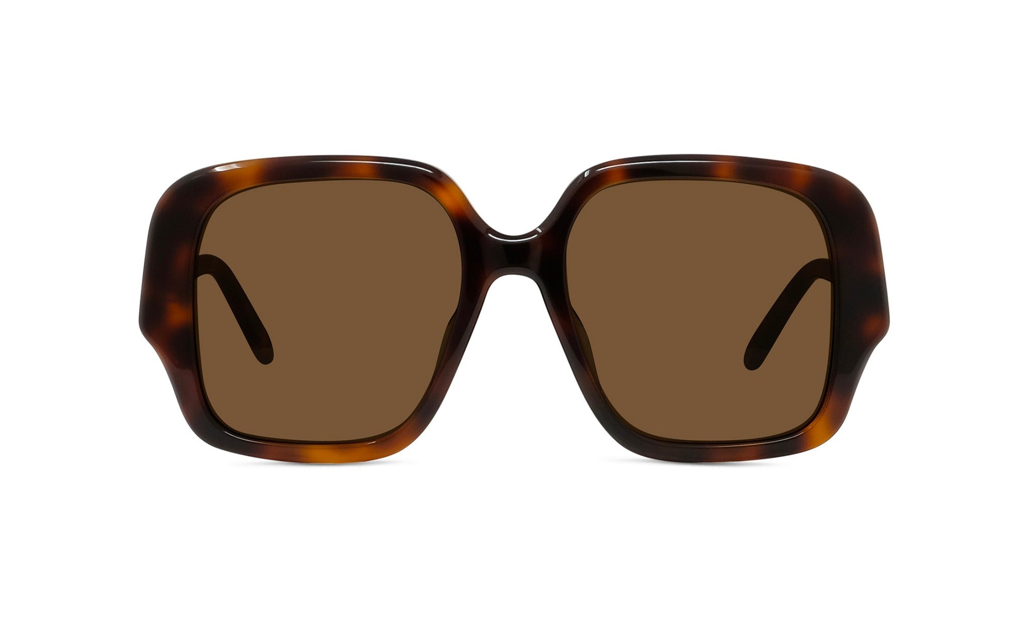 A pair of brown-framed sunglasses with dark lenses.