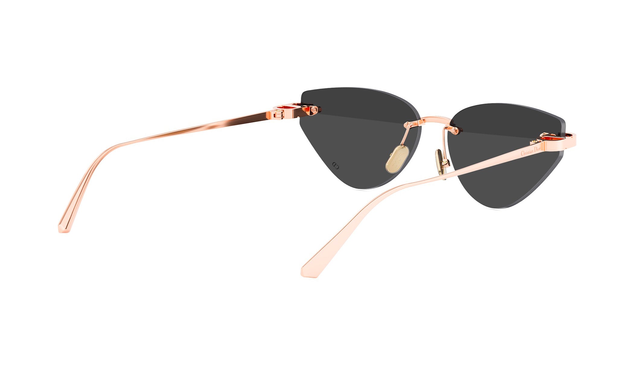 A pair of stylish sunglasses with a gold frame and dark lenses.