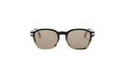 A pair of black-framed sunglasses with brown lenses against a white background.