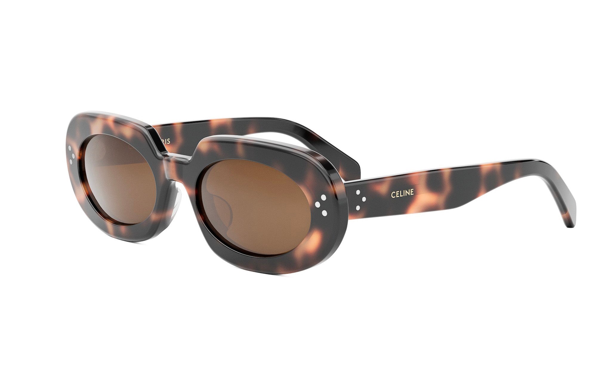 A pair of stylish sunglasses with a tortoiseshell frame and dark lenses.