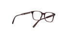A pair of brown-framed glasses with clear lenses, positioned facing away from the camera.