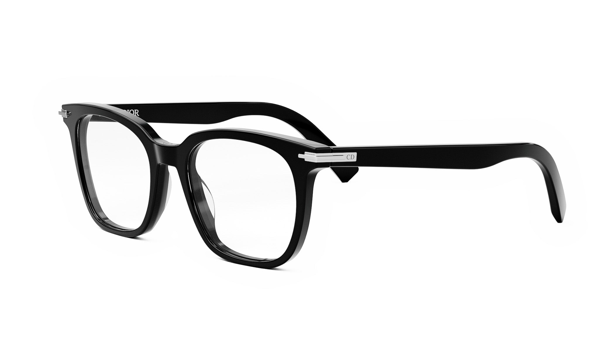 A pair of black-framed glasses with a sleek, modern design.