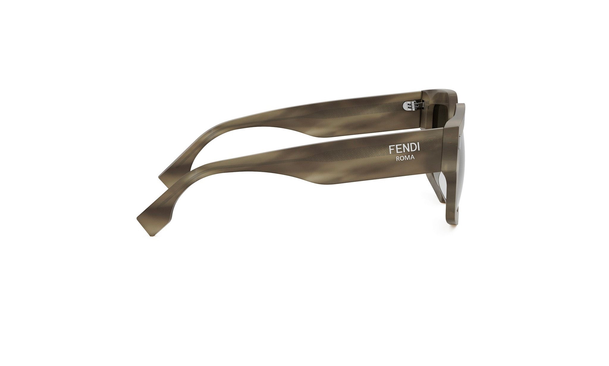 A pair of Fendi sunglasses with a dark brown frame and dark brown lenses.