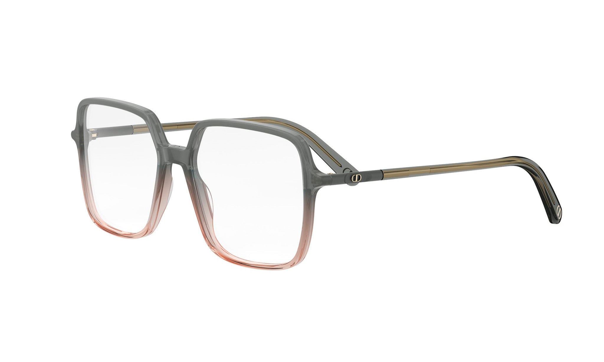 A pair of stylish, square-framed glasses with a gradient frame design.