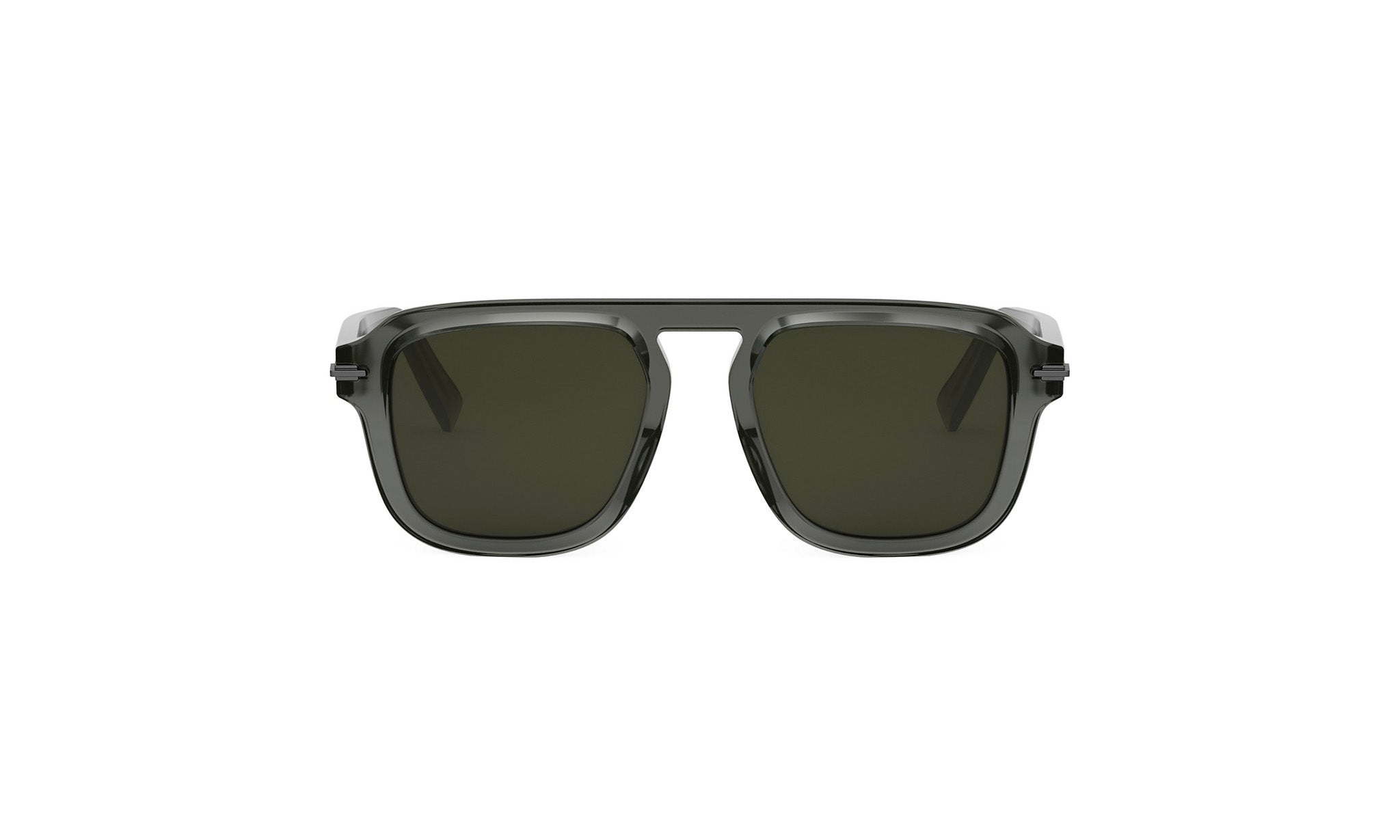 A pair of dark-tinted sunglasses with a sleek, modern design.