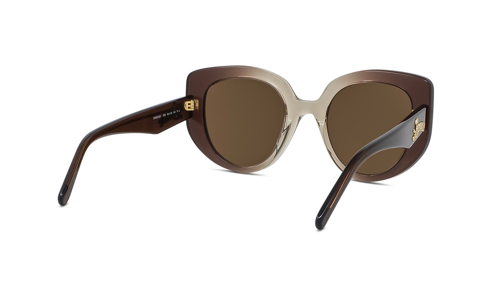 A pair of stylish sunglasses with a brown frame and tan lenses.