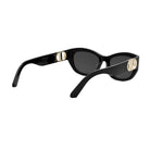 A pair of black sunglasses with gold accents.