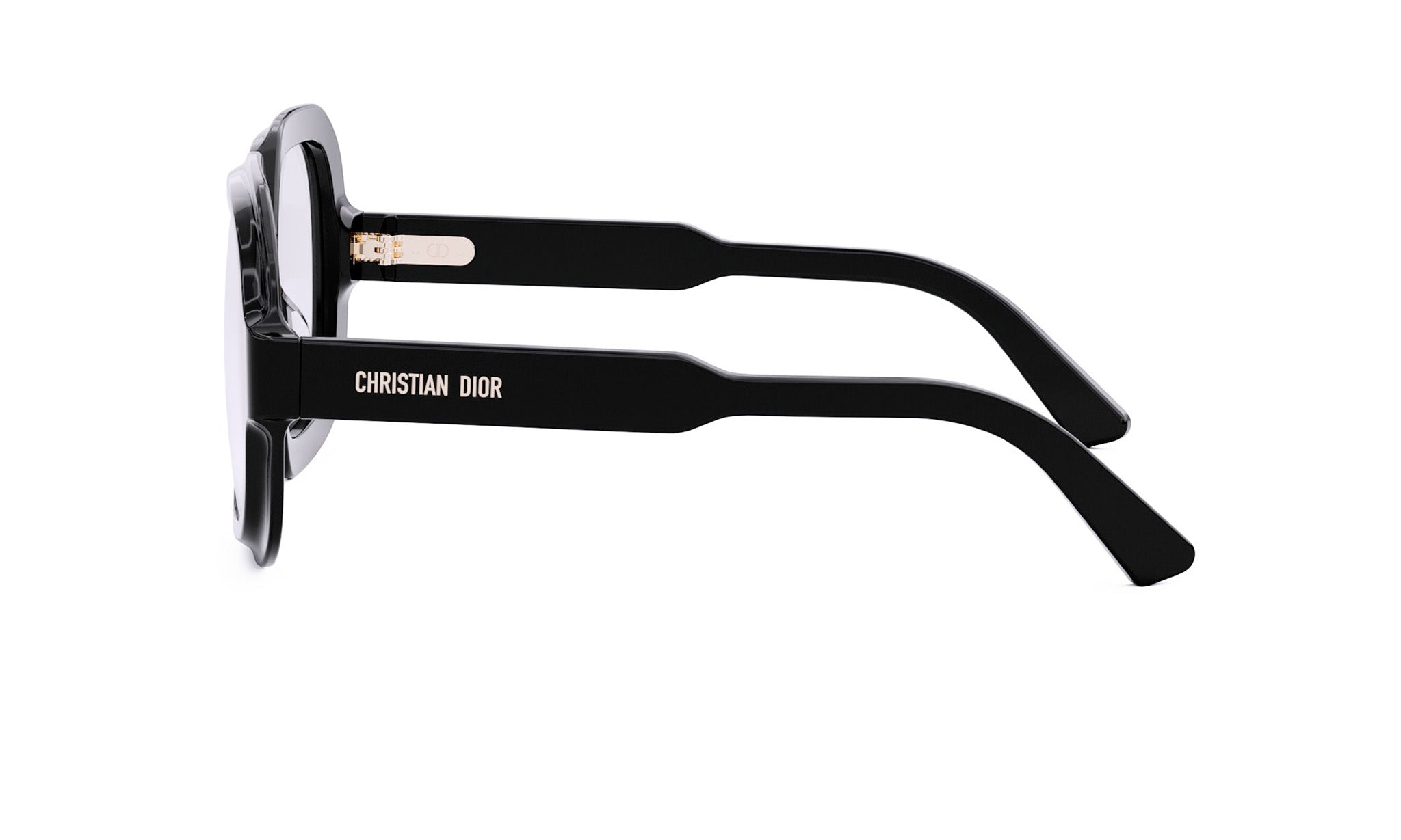 A pair of black Christian Dior sunglasses with a sleek, modern design.