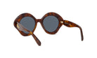 A pair of brown sunglasses with dark lenses, featuring a distinctive round frame design.