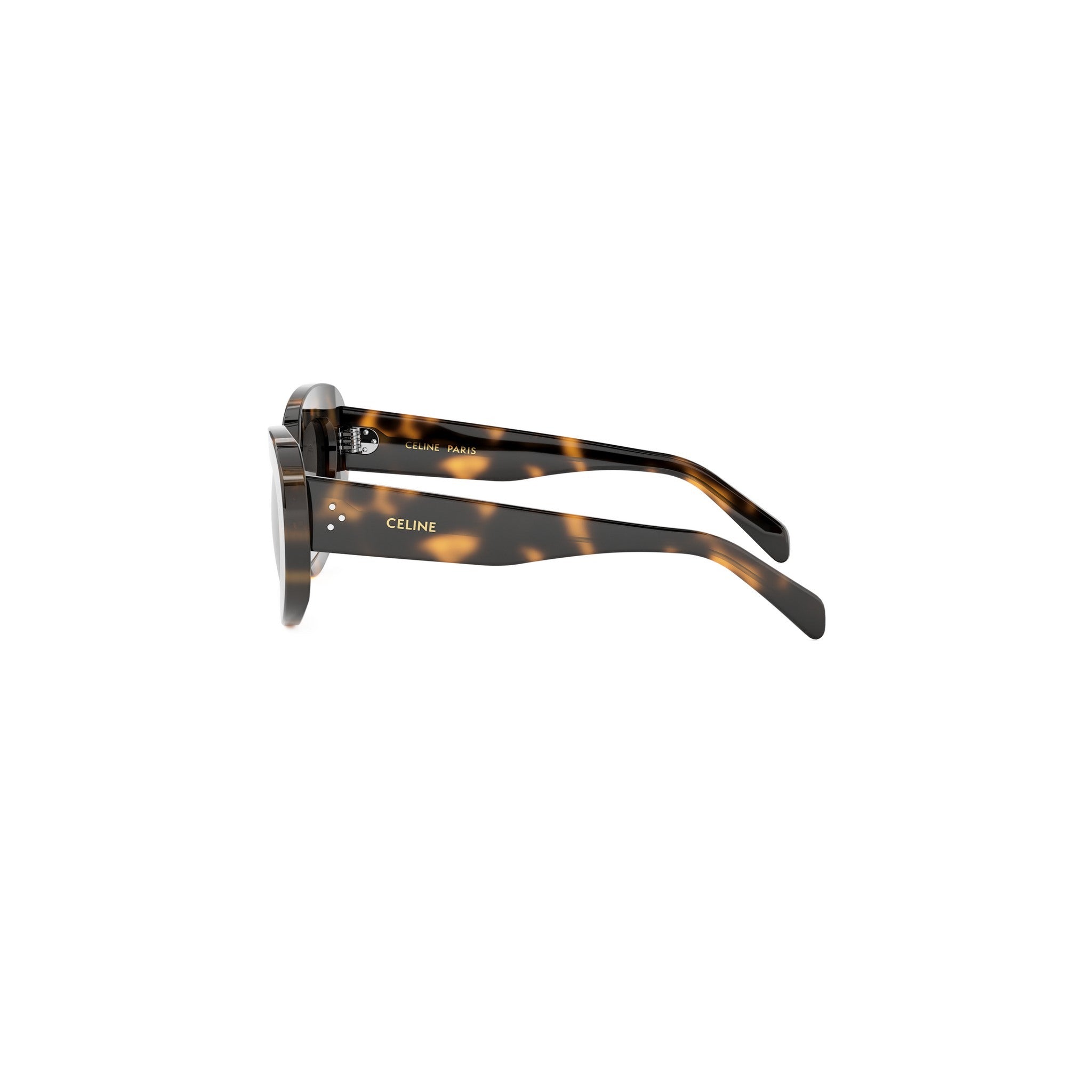 A pair of sunglasses with a tortoiseshell frame and dark lenses.