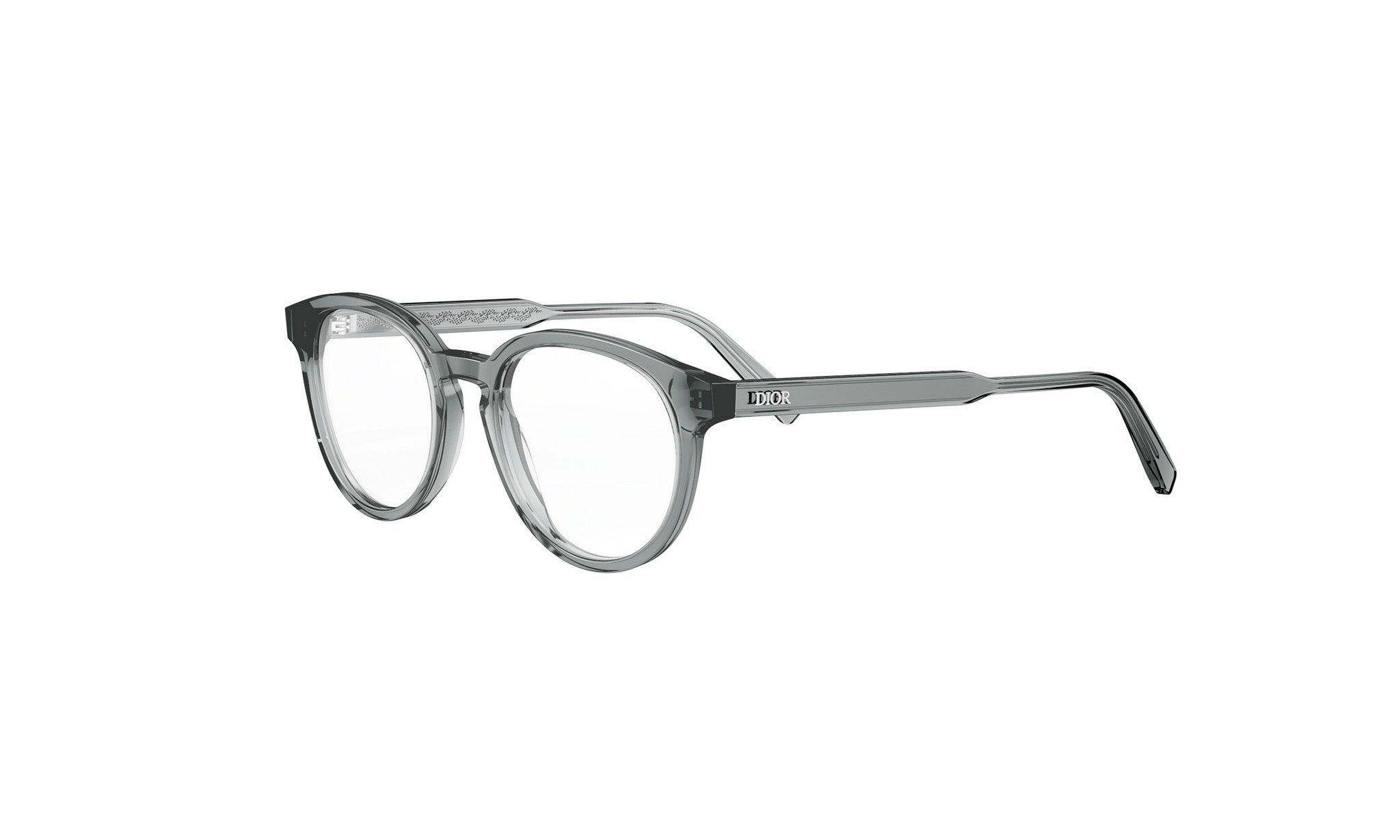 A pair of clear-framed glasses with a sleek, modern design.