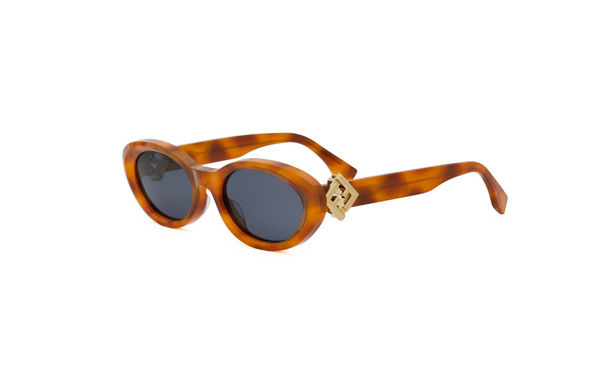A pair of brown-framed sunglasses with dark lenses.
