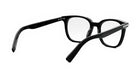 A pair of black-framed glasses with clear lenses, positioned on a white background.