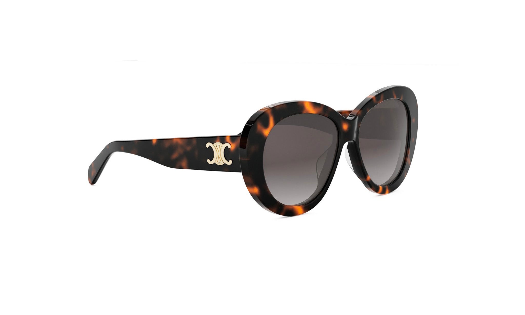 A pair of stylish sunglasses with a tortoiseshell frame and dark lenses.