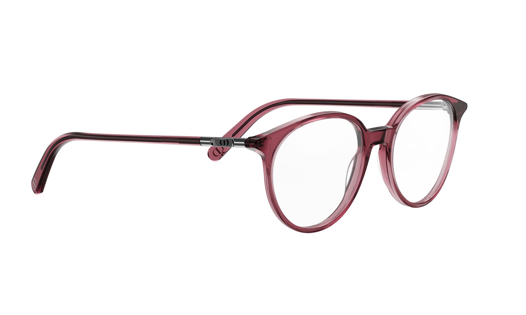 A pair of red-tinted eyeglasses with a sleek, modern design.