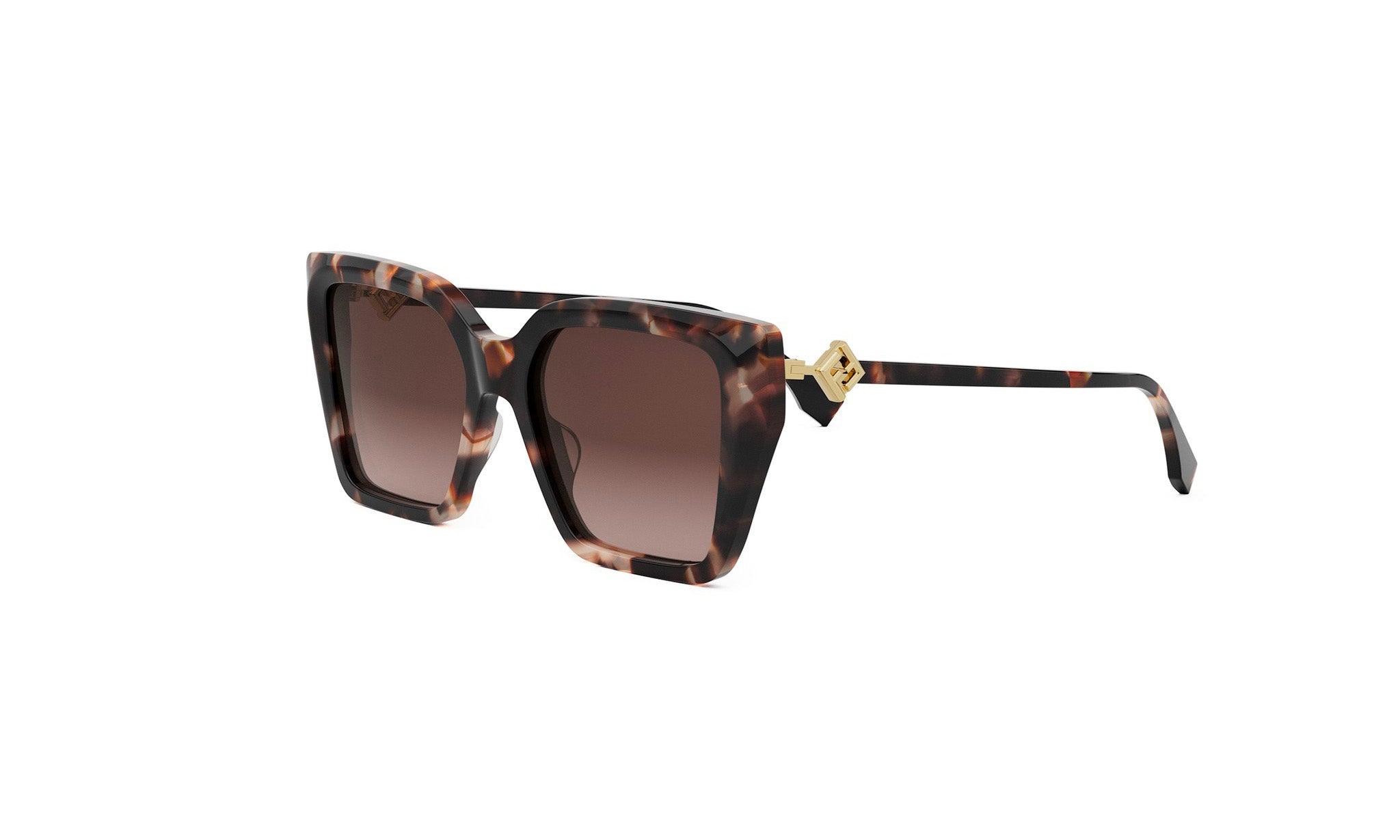 A pair of stylish sunglasses with a tortoiseshell frame and dark brown lenses.