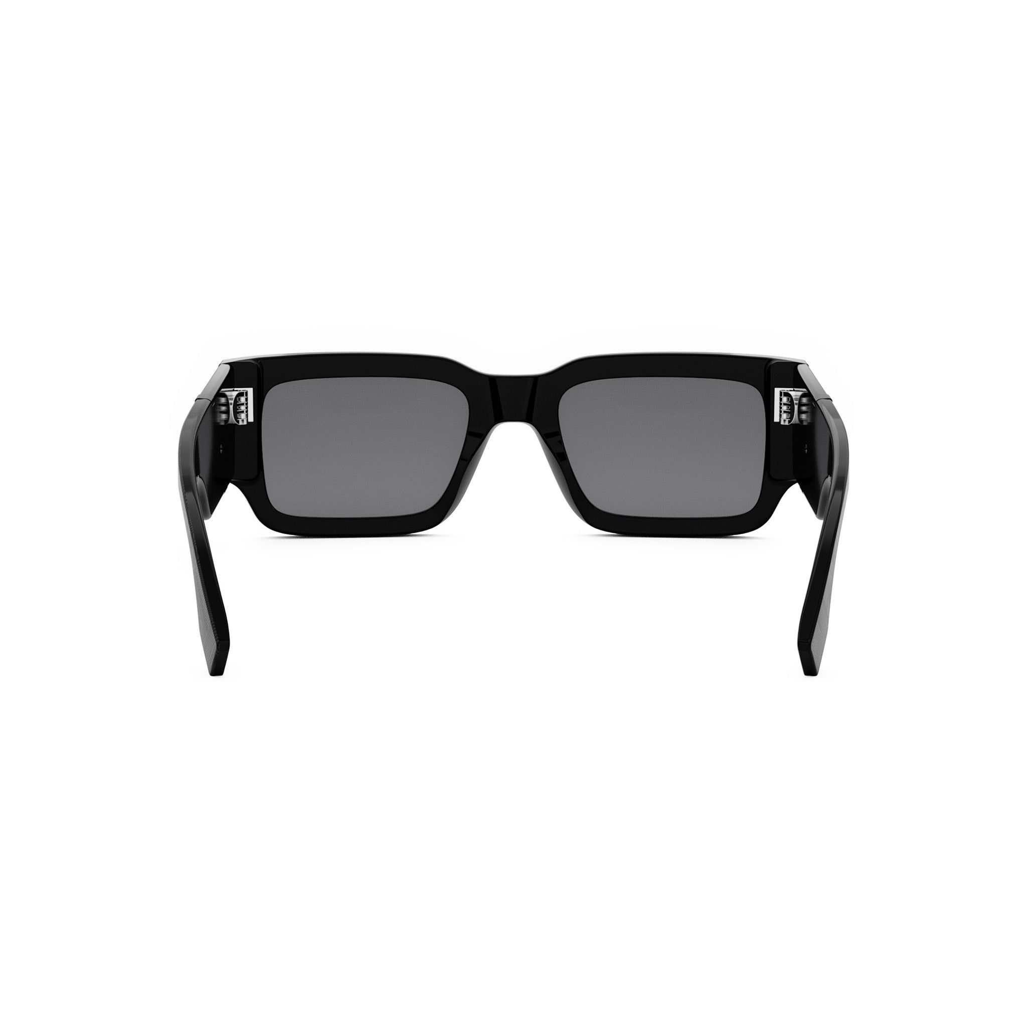 A pair of black rectangular sunglasses with dark lenses.