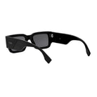 A pair of black sunglasses with a sleek, modern design.