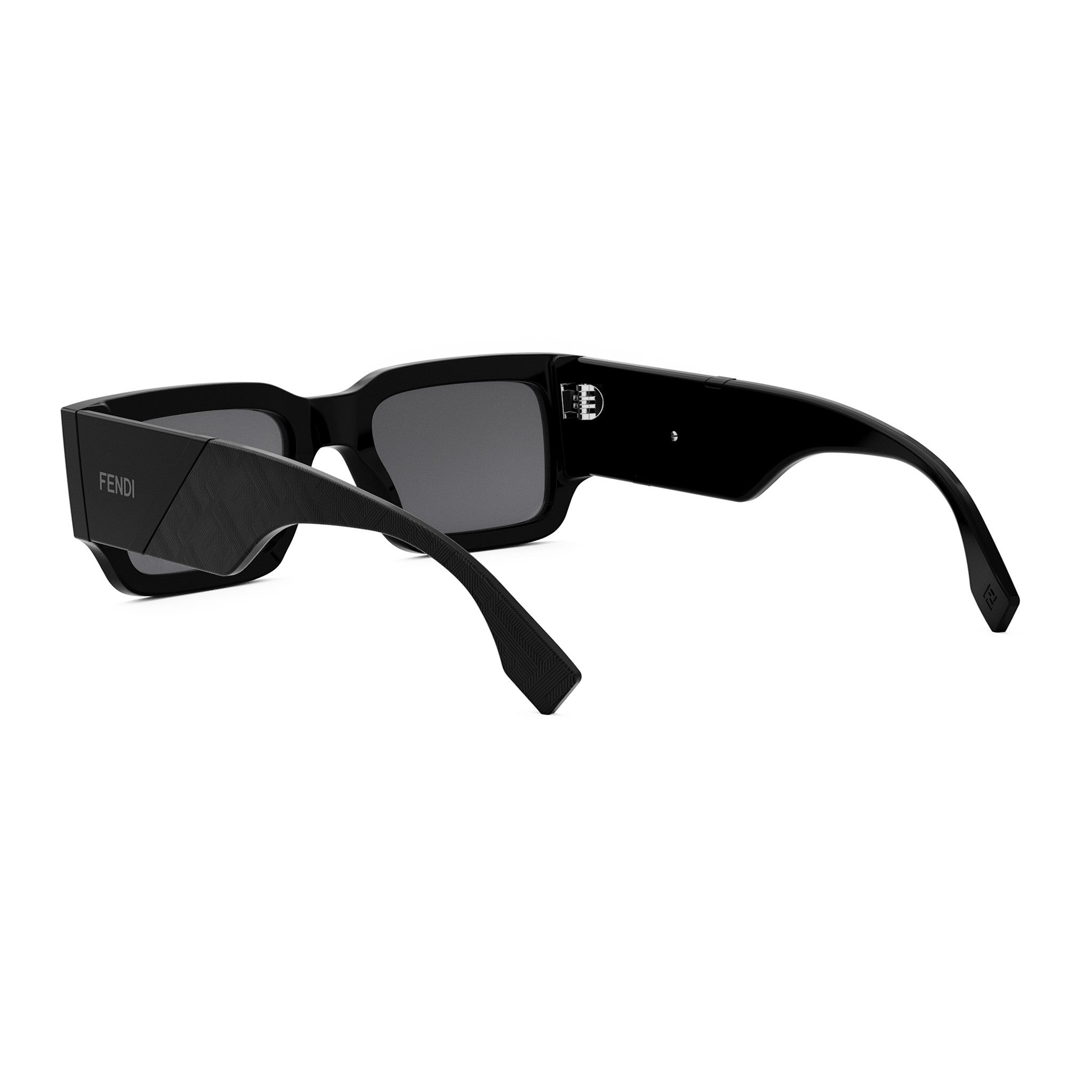 A pair of black sunglasses with a sleek, modern design.