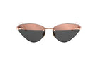 A pair of stylish sunglasses with a gold frame and dark lenses.