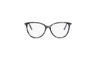 A pair of stylish, tortoiseshell-framed glasses with a dark blue and black color scheme.