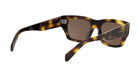 A pair of stylish sunglasses with a tortoiseshell frame and dark lenses.