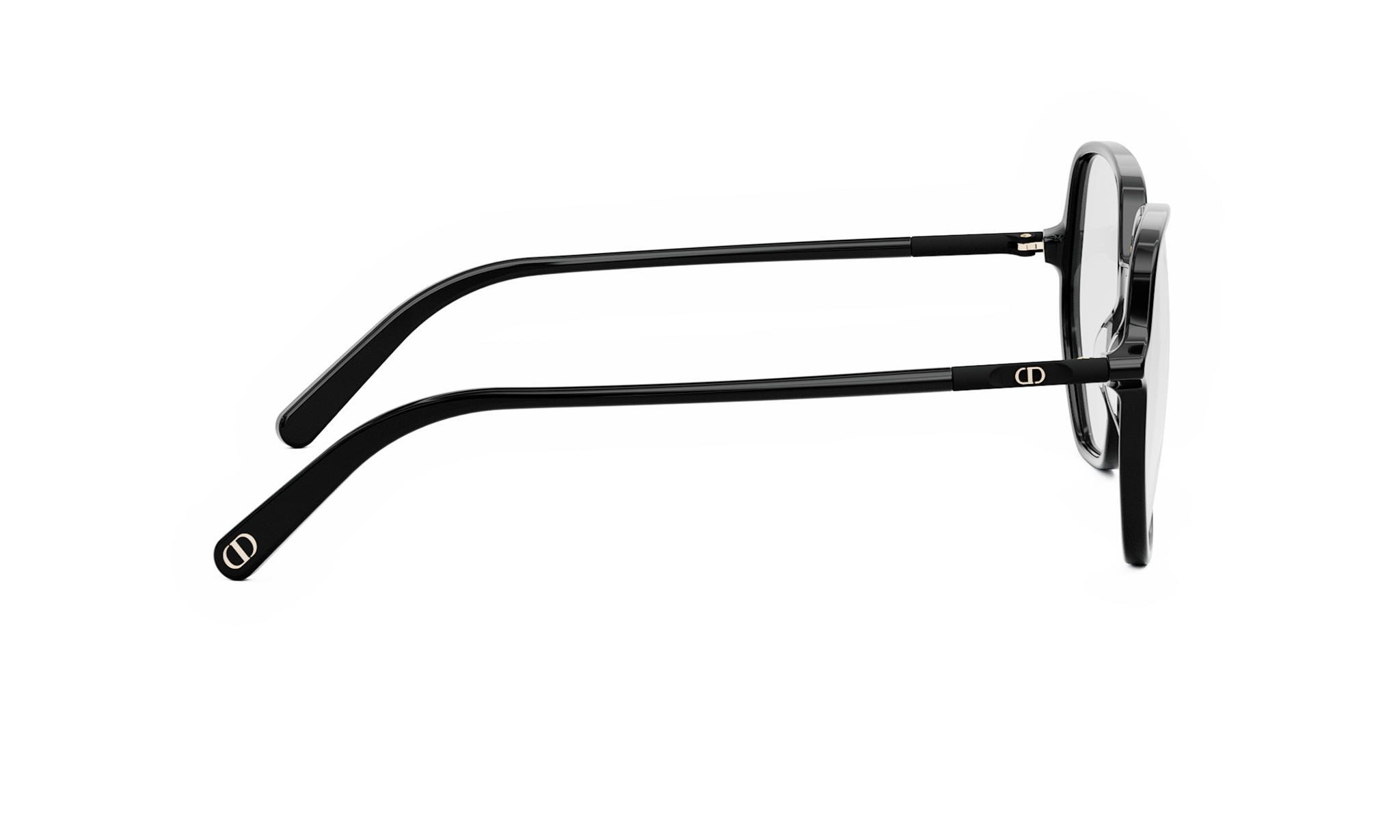 A pair of black-framed glasses with a sleek, modern design.