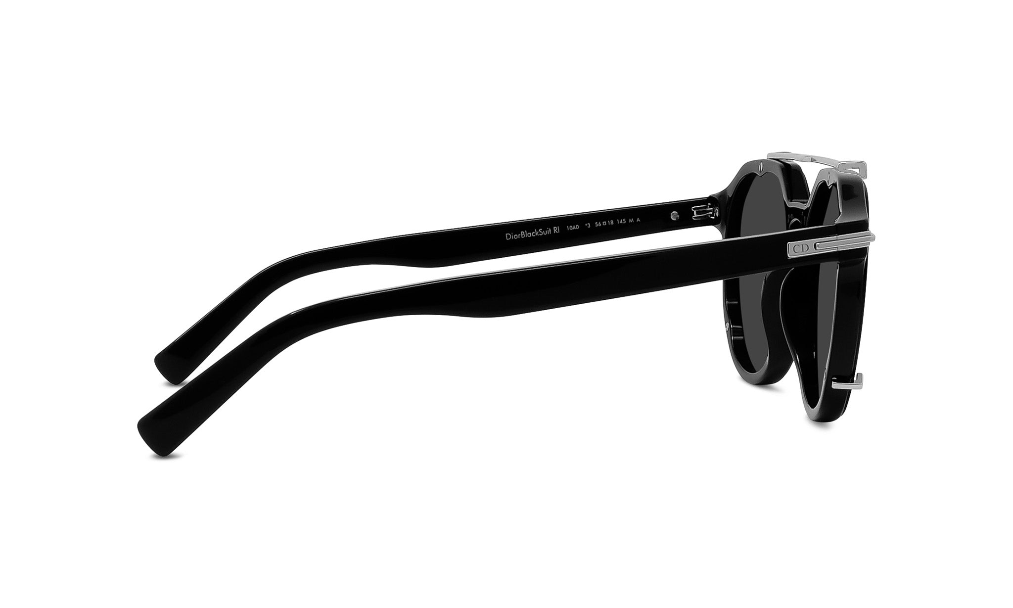 A pair of black sunglasses with a sleek, modern design.