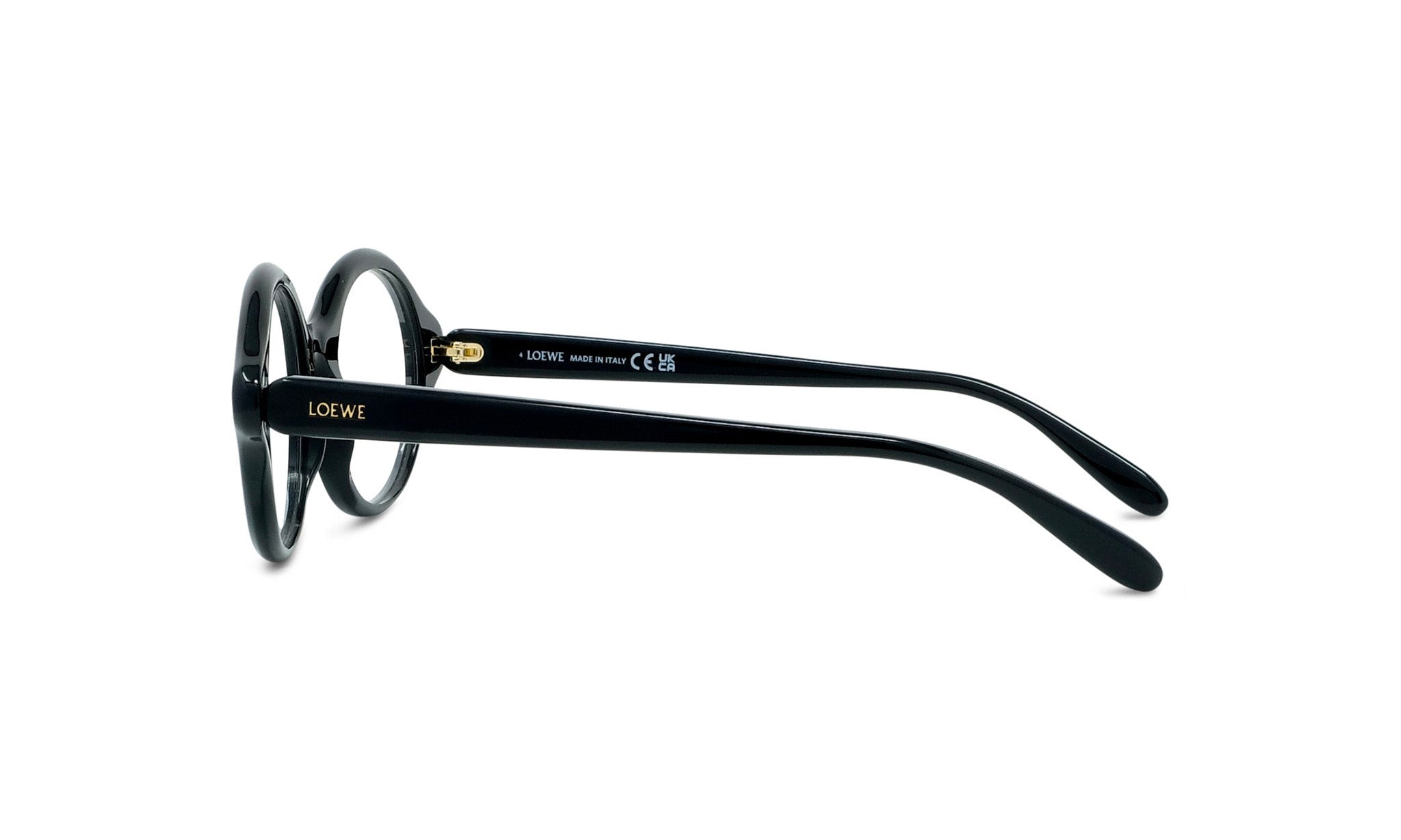 A pair of black-framed glasses with the LEWE brand name visible on the frame.