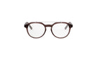 A pair of brown-framed glasses with a wire frame, displayed against a white background.