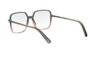 A pair of stylish, square-framed glasses with a dark frame and a lighter frame, featuring a gold-toned metal frame.