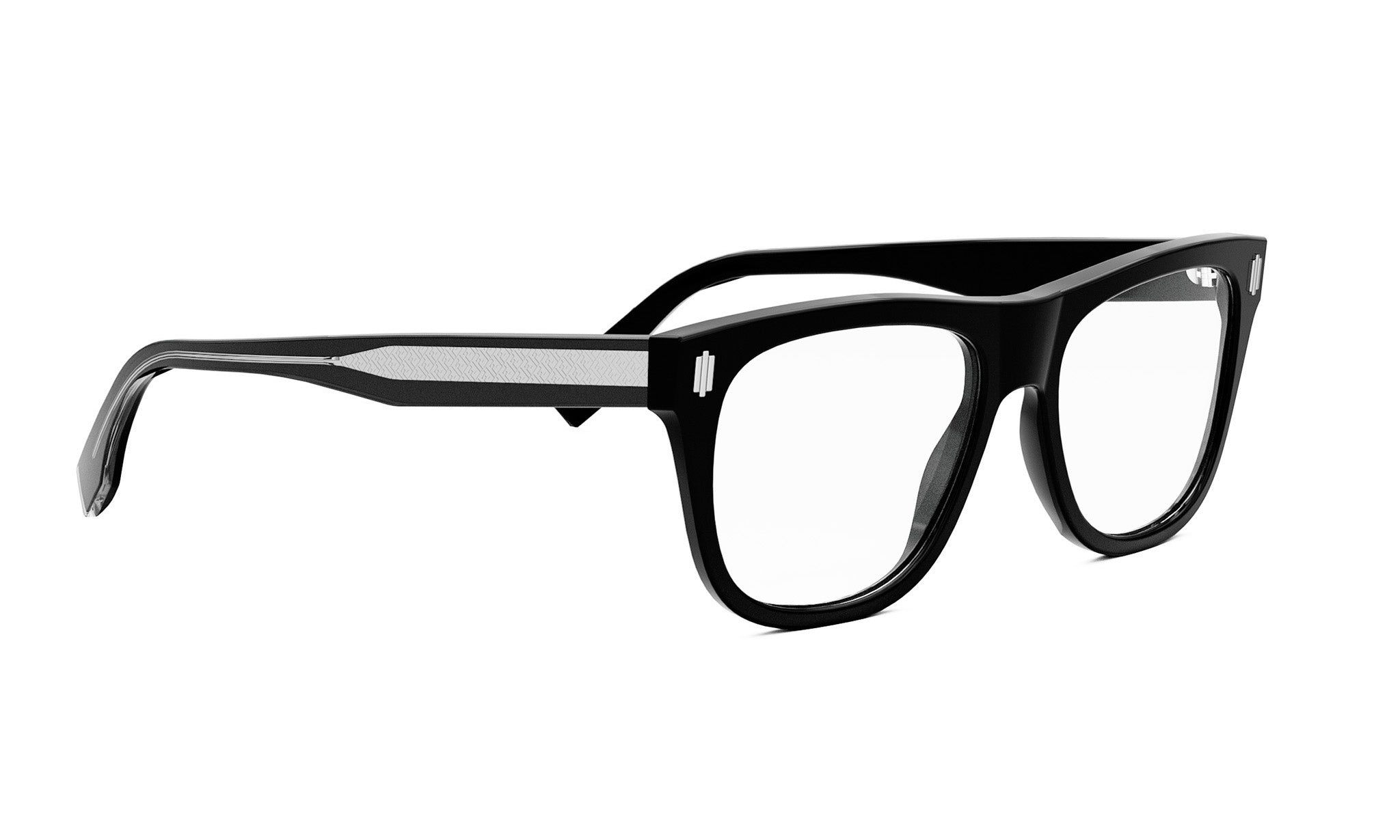 A pair of black-framed glasses with a sleek, modern design.