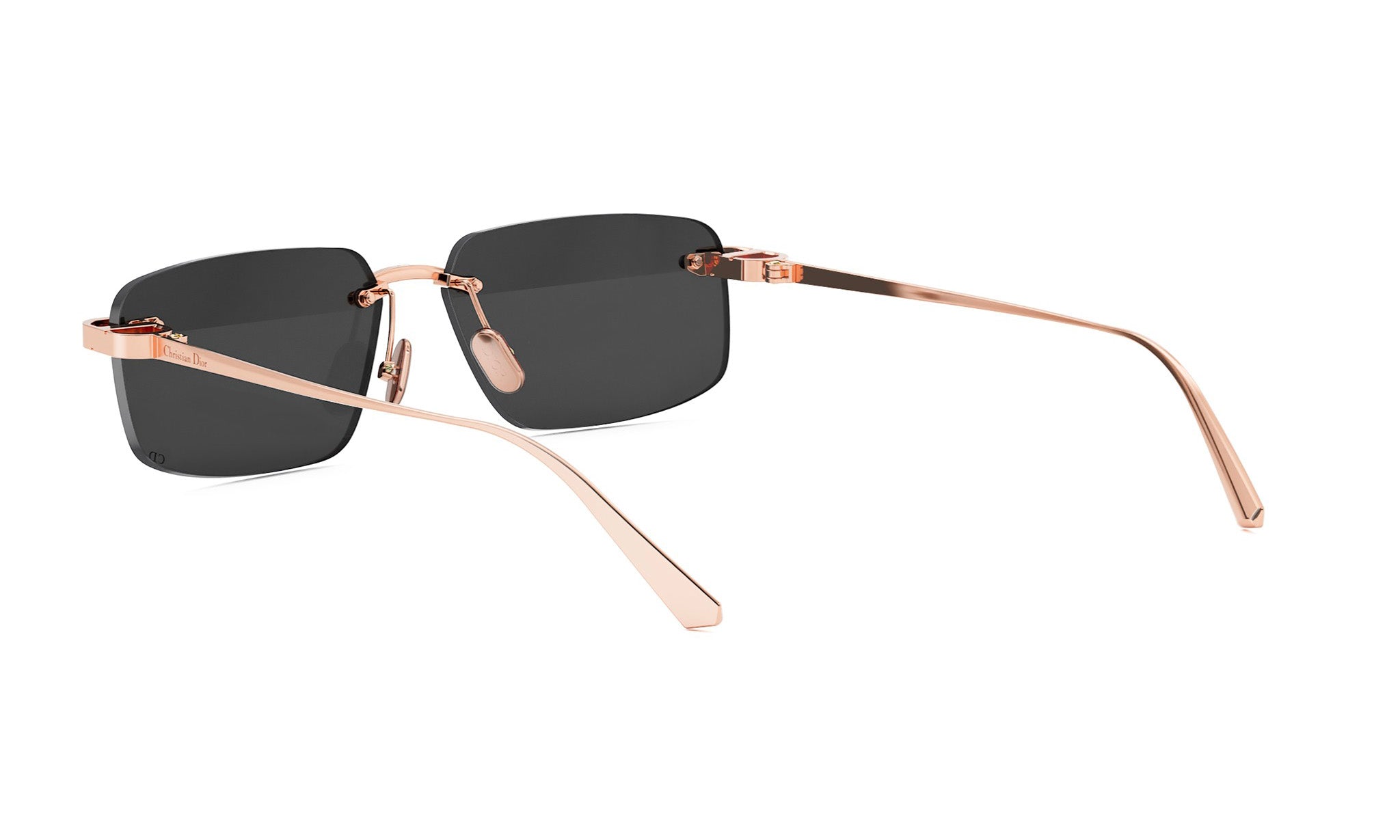 A pair of gold-colored sunglasses with dark lenses.
