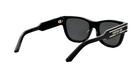 A pair of black sunglasses with a gold-colored frame.
