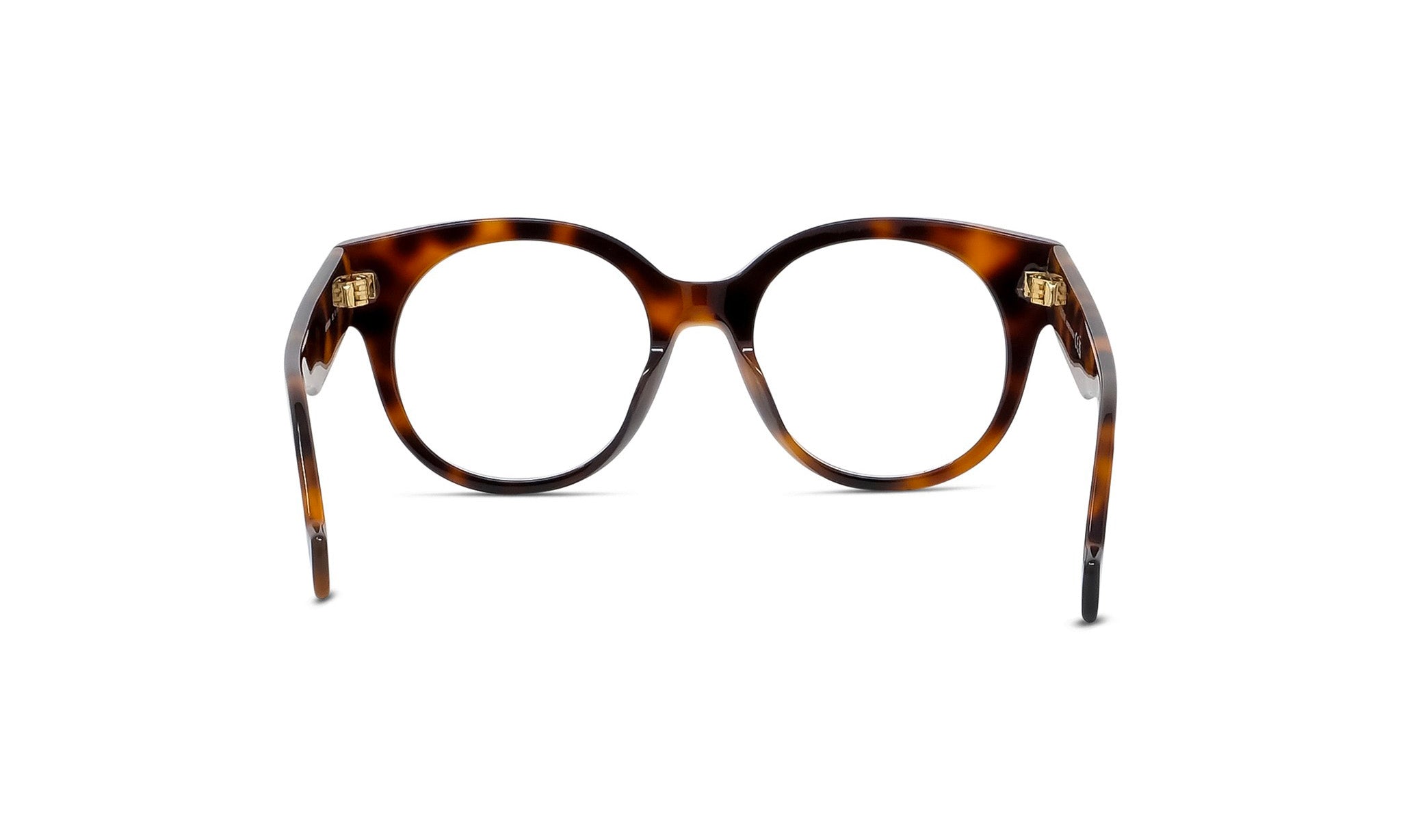 A pair of tortoiseshell-framed glasses with dark brown temples and a lighter brown center, set against a white background.