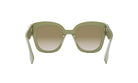 A pair of green-tinted sunglasses with a gradient effect, featuring a sleek and modern design.