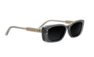 A pair of stylish sunglasses with a dark frame and dark lenses.