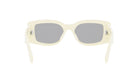A pair of white, square-framed sunglasses with dark lenses.