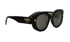 A pair of black Fendi sunglasses with dark lenses.