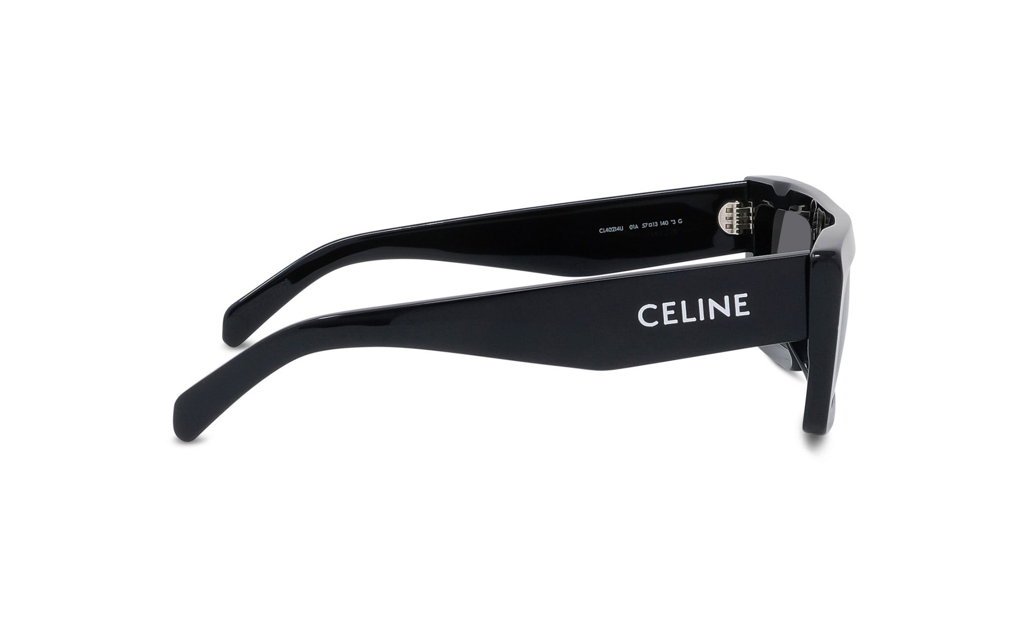A pair of black sunglasses with the Celine logo on the frame.