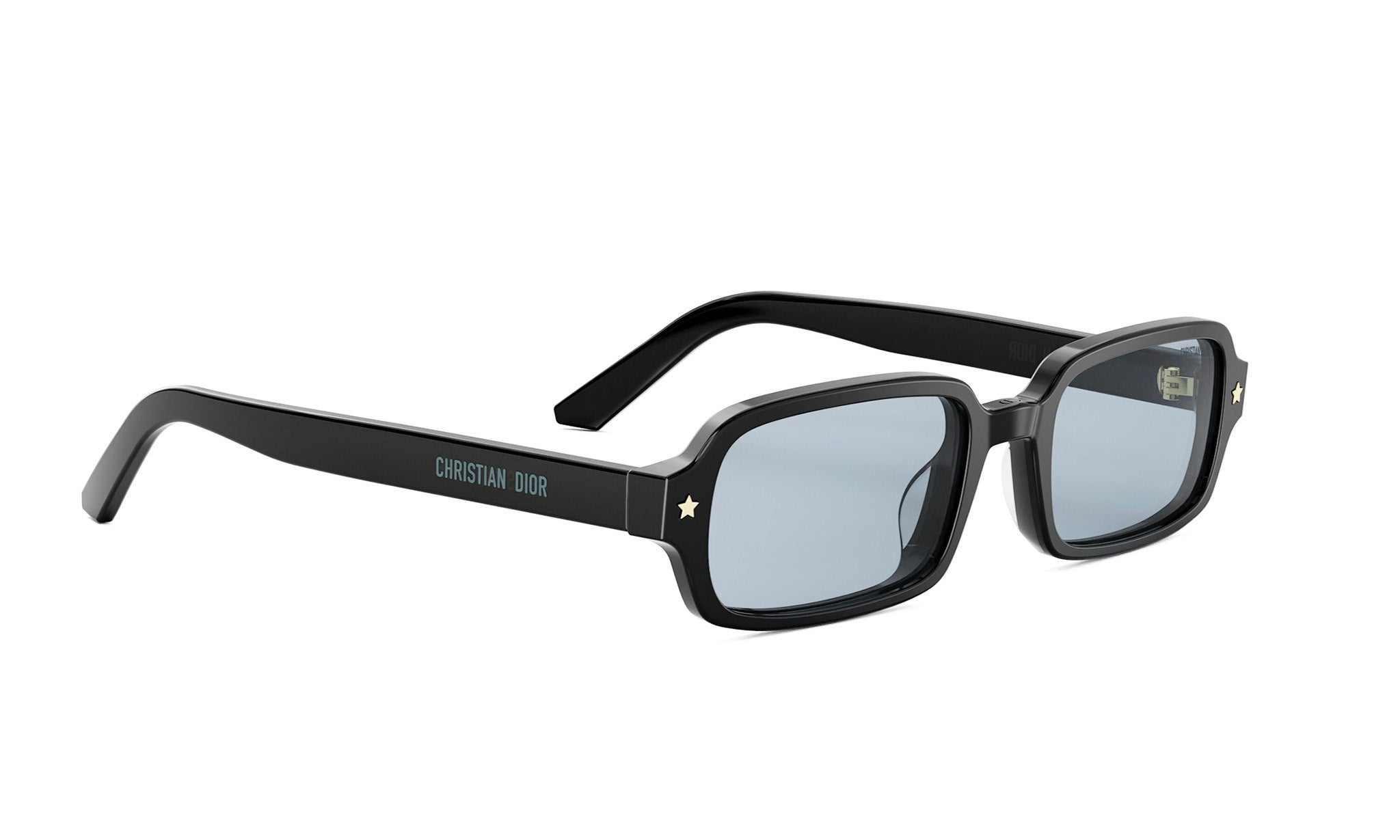 A pair of black-framed glasses with a star-shaped accent on the temples.