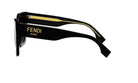 A pair of black Fendi sunglasses with gold accents.